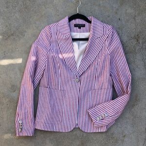 Red and white stripe blazer.